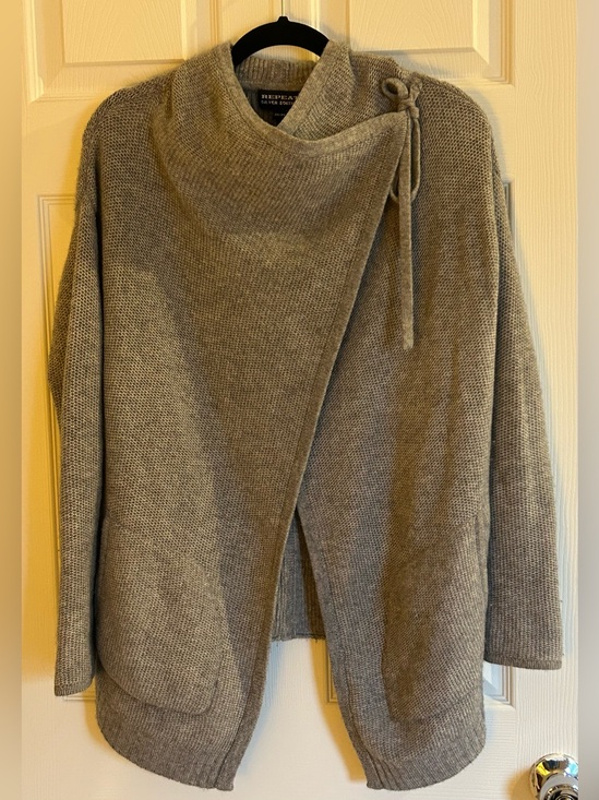 Repeat Sweaters - REPEAT Silver Edition Wool Cashmere Blend Wrap Cardigan Draped Cowl Neck